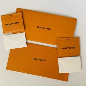 Louis Vuitton 2 Orange receipt holders and 2 Card Set gift stationery new unused